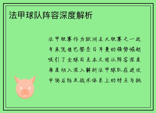 法甲球队阵容深度解析