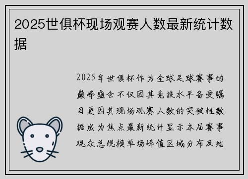 2025世俱杯现场观赛人数最新统计数据
